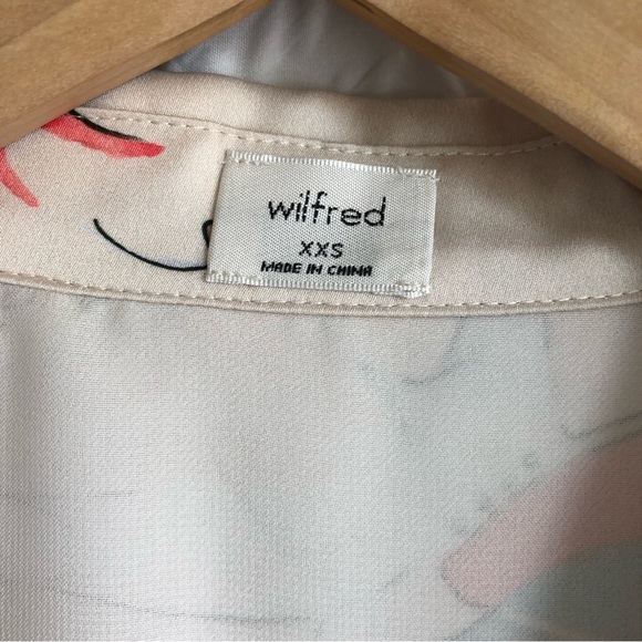 Aritzia Wilfred Champagne/Cornflower Shirt Dress Button-front Satin Midi Dress - Picture 13 of 16